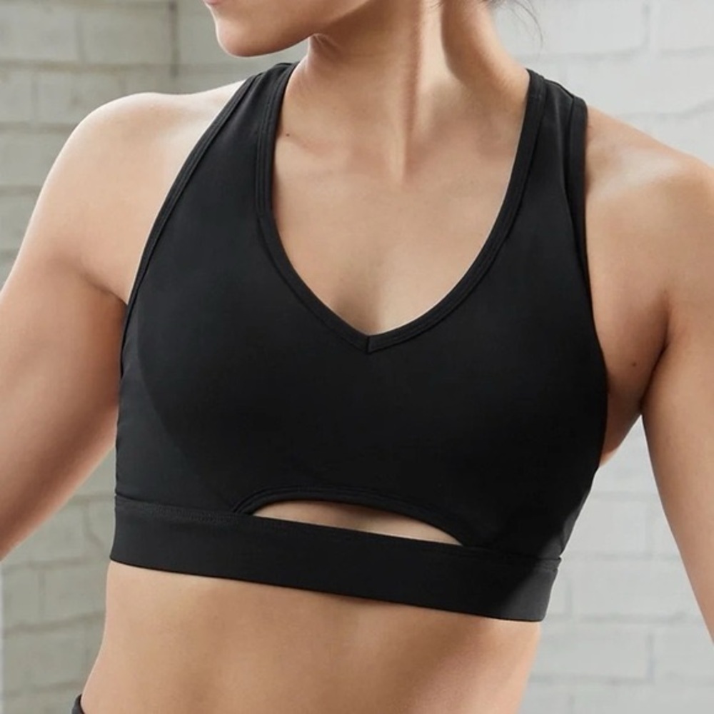 Fabletics Kiera Women’s Cutout Sports Bra Solid Black Size Small